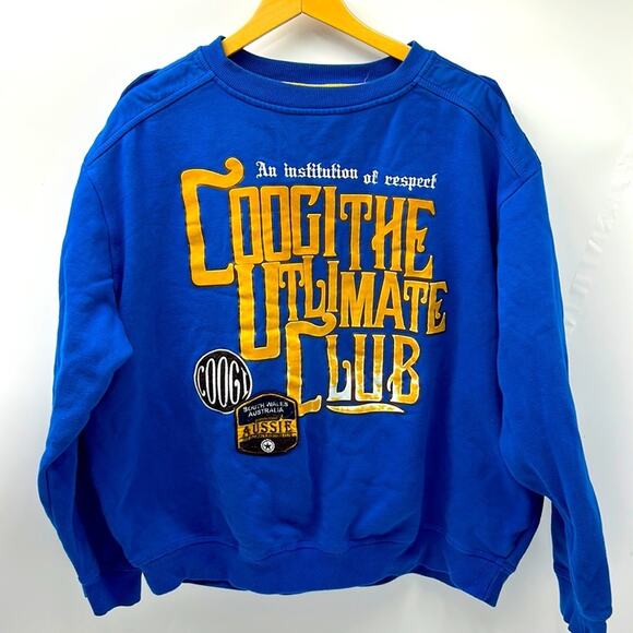 VINTAGE COOGI Y2K SWEATSHIRT THE ULTIMATE CLUB SPELL OUT MENS XXL BLUE YELLOW